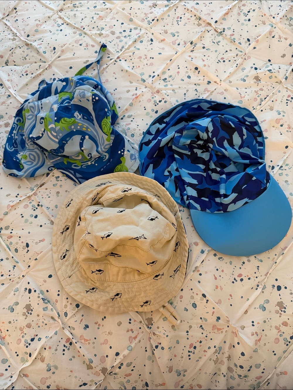 Carter's Blue & Tan Kids Hat and Swim Cap Set